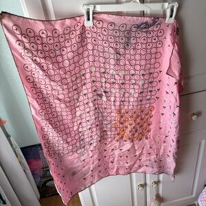 Christian Dior Pink Floral Silk Scarf